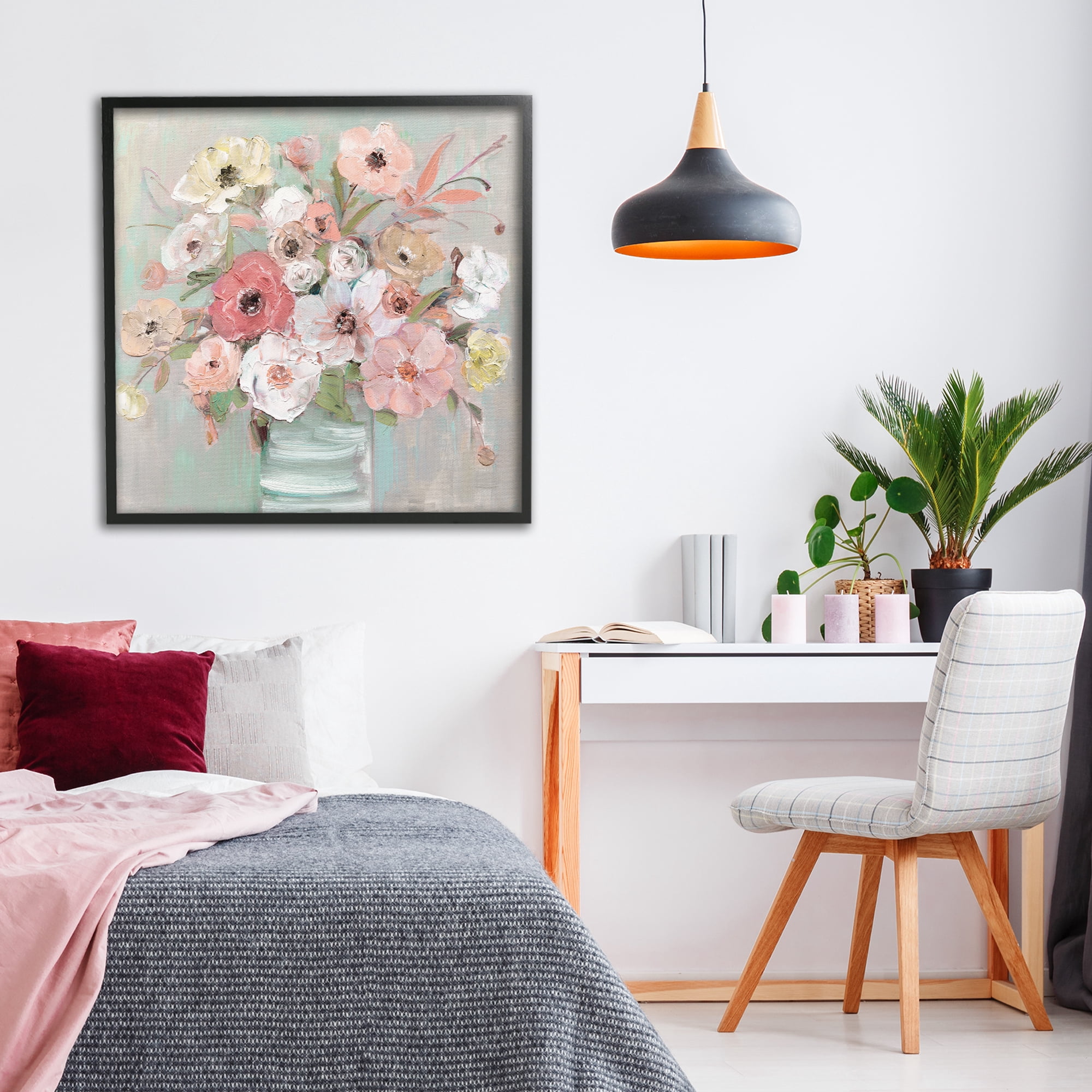 Stupell Industries Pastel Garden Peony Bouquet Black Framed Giclee Art, design by Sally Swatland