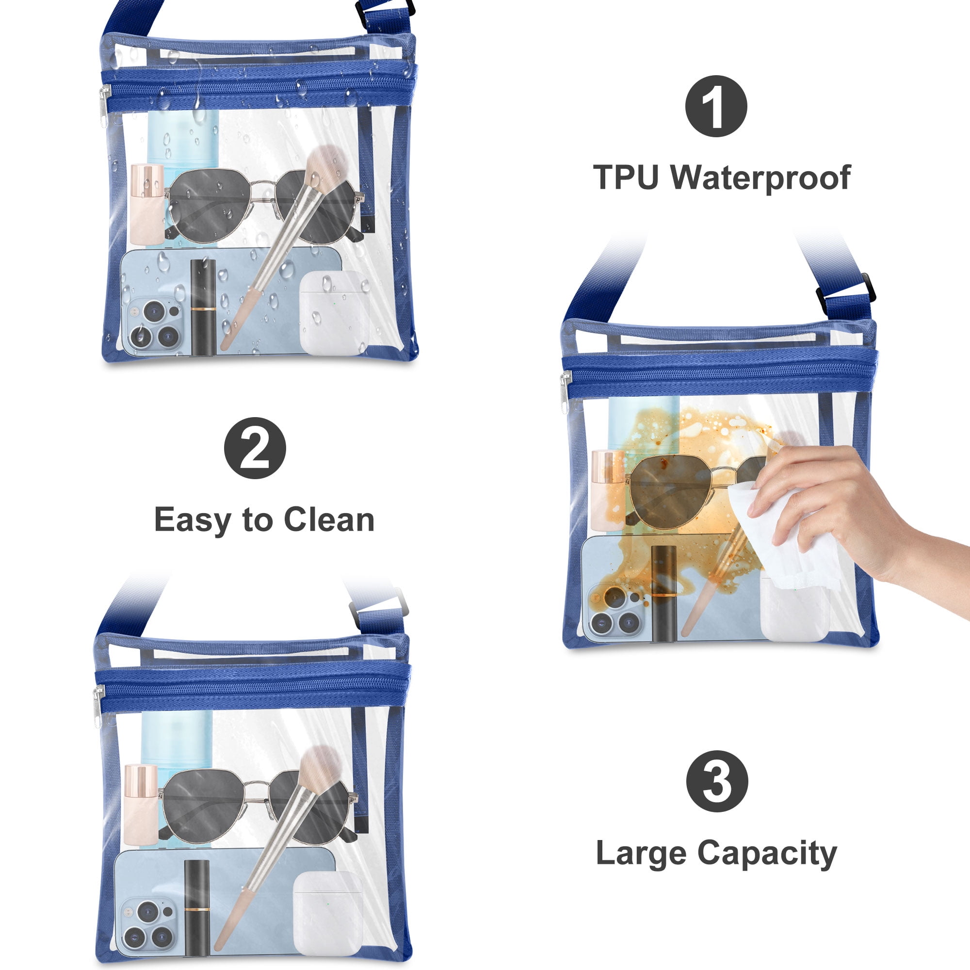 Clearance! Lotpreco Clear Bag Stadium Approved, Clear Crossbody Bag with  Adjustable Strap Clear Stadium Bag for Concerts Sports 