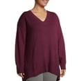 thumbnail image 4 of Heart N' Crush Women's Plus Size V Neck Dropped Shoulder Sweater with Metallic Trim, 4 of 7