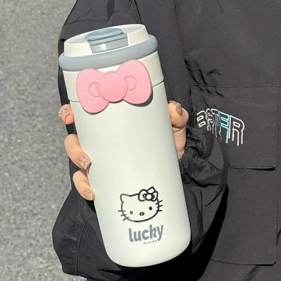 Hello Kitty Sanrio Anime Kawaii Portable Straw Vacuum Cup Cute Cartoon High-quality Thermos Cup Gifts for Girls