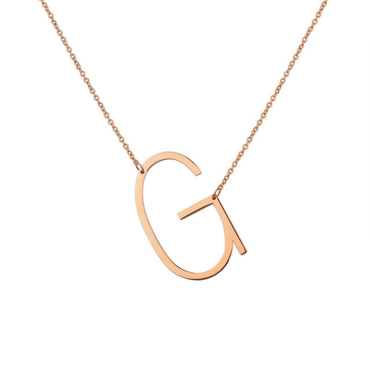 Personalized Initial Letter Necklace with Custom Engraving - Custom Initial Necklace - Oversized Letter Necklace - Sideways Initial Necklace for Women - Gift for Her - Jewelry Gift Set
