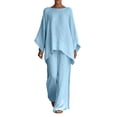 thumbnail image 2 of Gamivast Two Piece Outfits Womens Linen Boat Neck Batwing Oversized Linen Tops and High Waisted Wide Leg Flowy Linen Pants Breathable Skin Friendly Summer Beach Tropical Holiday Summer Suit, 2 of 5