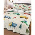 thumbnail image 3 of Quilts Twin Size Bedding Set, Beige Cartoon Truck Lightweight Quilted Comforter, Funny Cute Colorful Car Tree Polka Dot Soft Reversible Bedspread Coverlet with Pillow Covers for All Season, 68" x 86", 3 of 7