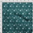 thumbnail image 3 of oneOone Polyester Lycra Bleu Sarcelle Foncé Feuilles & Floral Artistique Robe Tissu Matériel Tissu Imprimé par la Cour 56 Pouces de Large, 3 of 4