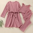 thumbnail image 1 of Girls Elegant Solid Color Knit Tank Top & Pants & Nightgown With Belt 3pcs Set Autumn Winter, 1 of 6