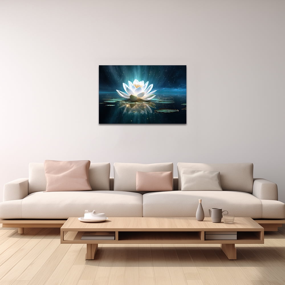 ZHONGYUTONG Lotus Flower Painting Zen Canvas Wall Art Spa Meditation Picture Prints Decor (24"x36")