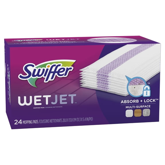 Swiffer 08443 WetJet 11.3 in. x 5.4 in. System Cloth Refills - White (24-Piece/Box, 4 Boxes/Carton)