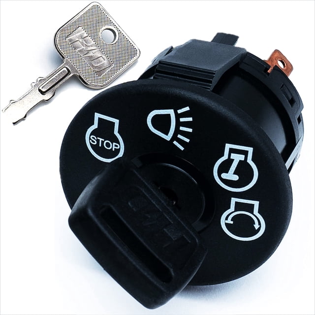 Interruptor de encendido de arranque HD con llaves para cortacésped John Deere L100 L105 L107 L108 L110 L111 L118 L120 L130 125 135 145 155c 190c G110 - 4 posiciones de llave con faro - Mosquetón grat