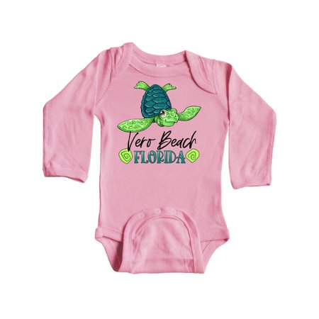 

Inktastic Vero Beach Florida Happy Sea Turtle Gift Baby Boy or Baby Girl Long Sleeve Bodysuit