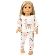 Doll's Nightwear Set Cartoon Printing Long Sleeve T-shirt & Pants Pyjamas Sleepwear for 18" Girl Dolls (DOLL NOT INCLUDED)