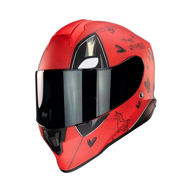 Casco Para Moto Kov Deadpool Marvel Ece2206 Certificado