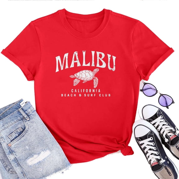 Malibu Sea Turtles T-Shirt for Women – Cute Ocean Graphic Tee, Beach Lover Coastal Summer Top