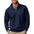 thumbnail image 2 of KaLI_Store Men's Quarter Zip Fleece Pullover Long Sleeve Casual Sweatshirts Tops with Pocket Dark Blue,4XL, 2 of 5