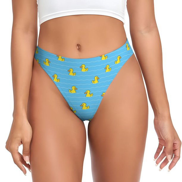 Balery Duck Swimming Tangas de Algodón para Mujer con Estampado – Ropa Interior Sexy, Transpirable, G-string-XX-Large