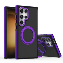 360° Ring Stand Magnetic for Samsung Galaxy S24 Case, Anti-Fingerprint Military Drop Protection Compatible with MagSafe Matte Soft Edge Slim Back Phone Case for Samsung Galaxy S24 - Purple