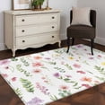 thumbnail image 3 of 3'x5' Rug for Living Room Bedroom, Pink Spring Floral Washable Area Rugs Non-Slip Carpet Mats, Flowers Elegant Pastoral Leaves Indoor Low Pile Area Rug Runner for Kitchen, Mudroom, 3 of 8