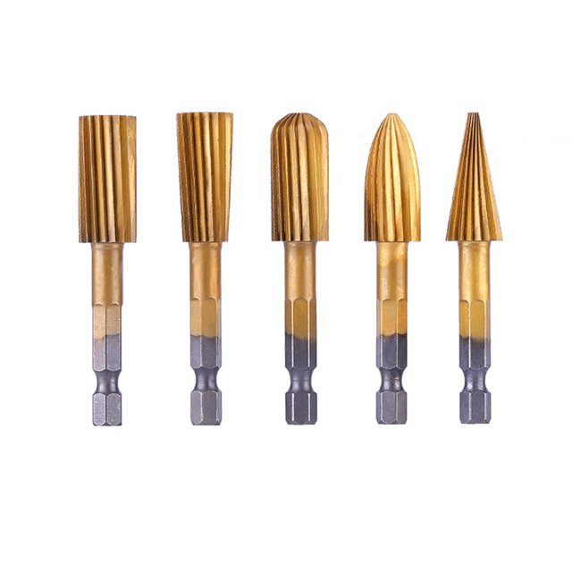 5 uds 6,35mm vástago HSS Burr cortador de madera broca de molienda eléctrica rotativa Tmvgtek Para estrenar