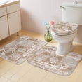 thumbnail image 4 of Brown Coastal Bathroom Rugs Set Nautical Starfish Octopus Coral Summer Non Slip Absorbent Soft Bath Mats 3 Piece Set with Bathroom Rug, U-Shaped Floor Mat, Toilet Seat Cover Small Size, 4 of 9