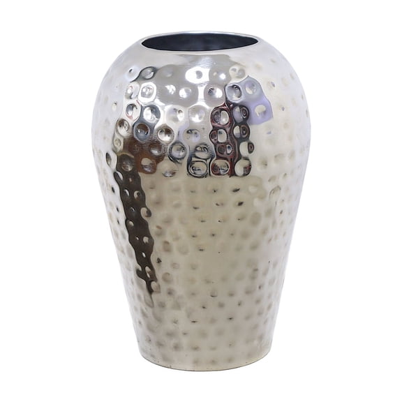 Hosley 10 Inch High Hammered Iron Vase for Floral Arrangements