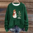 thumbnail image 2 of miqiqism Womens Merry Christmas Snowman Sweater Lady Funny Christmas Tree Graphic Pullover Sweaters Casual Crew Neck Long Sleeves Blouse Loungewear Tops,Green,3X-Large, 2 of 4