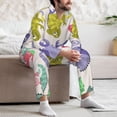 thumbnail image 7 of Naloa Cute Chameleons Men’s Pajamas Set - Long Sleeve Button Down Sleep Shirt and Pajama Bottoms Sleepwear Set-Medium, 7 of 7