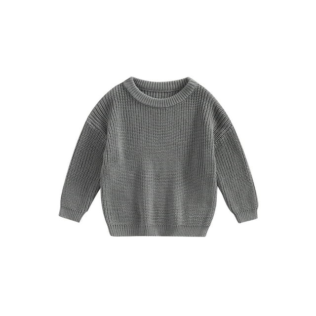 xiaxaixu Toddler Baby Round Neck Sweaters, Long Sleeve Solid Color Loose Knitted Pullovers