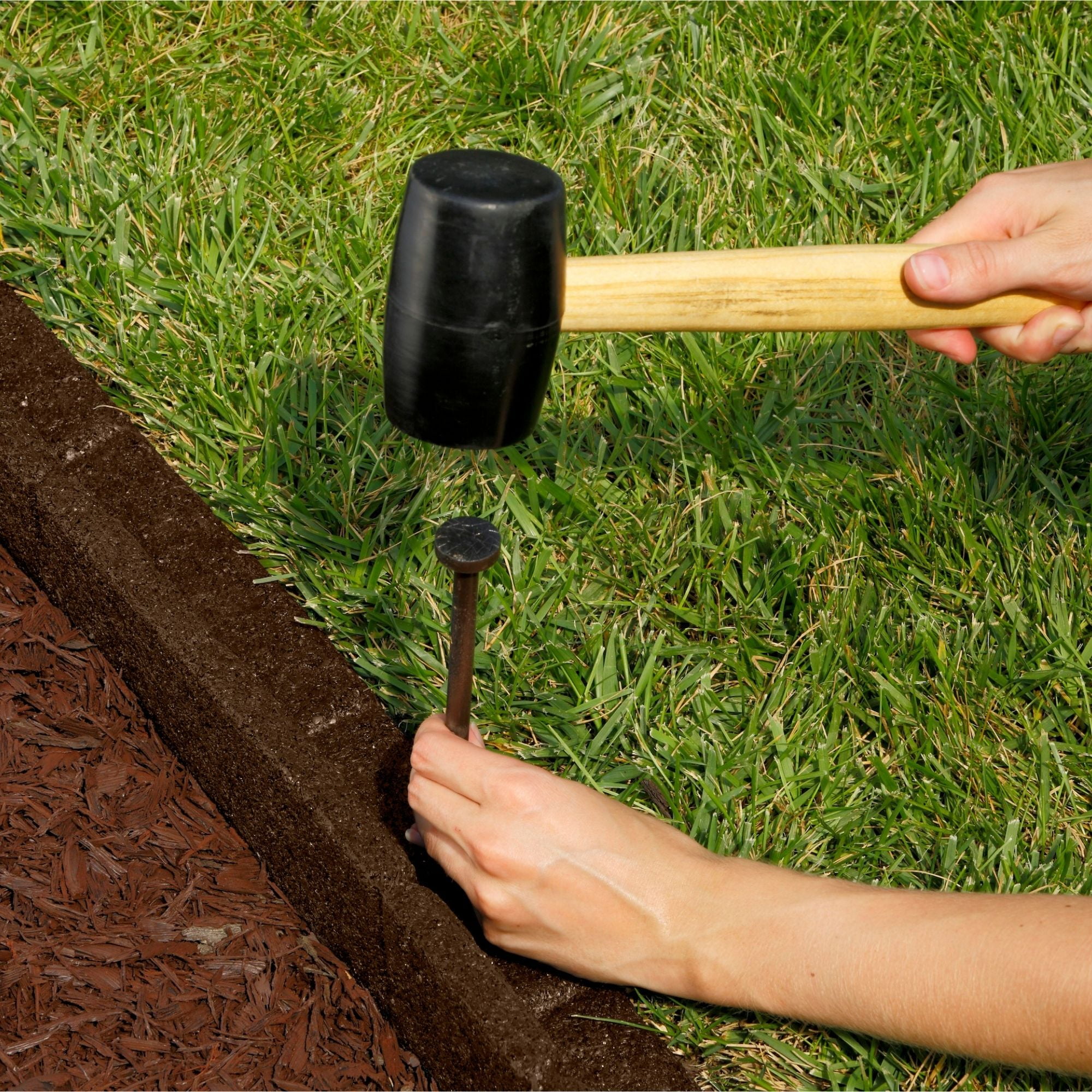GroundSmart Roman Brick Landscape Edging, 4' Brown Rubber Garden Edging Border, 6 pack