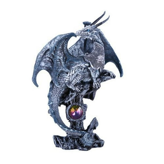 Small Winged Guardian Water Dragon Knight with Rhinestone Rock Crystal