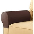 thumbnail image 2 of Wishrage Waterproof Faux Pu Leather Armrest Covers Vintage Stretch Arm Covers for Chairs Couch Sofa Armchair Slipcovers for Recliner Sofa, 2 of 6