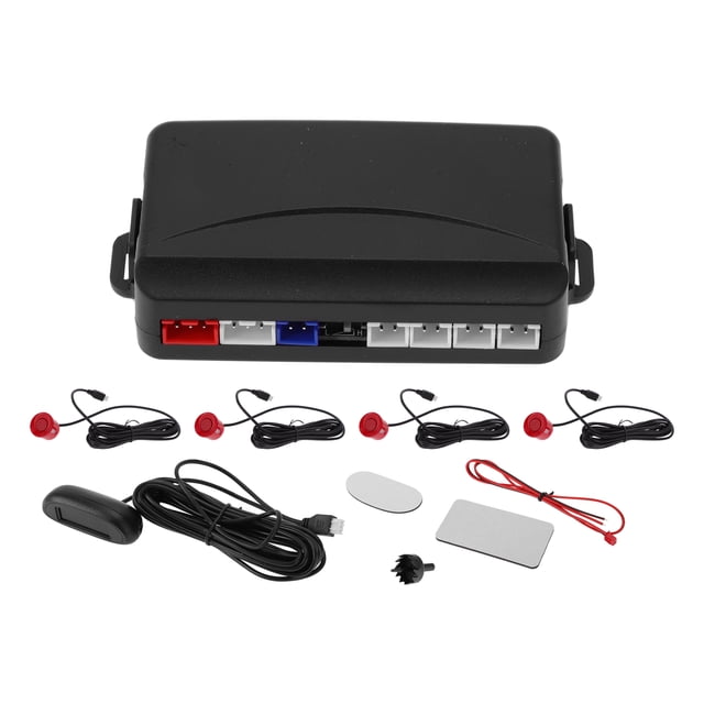 Sistema de radar de reversa universal para automóviles Unique Bargains, sensores de estacionamiento de reversa, detección de distancia, 4 sensores de estacionamiento, alarma y recordatorio.