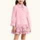 thumbnail image 2 of Odeerbi Niñas Ruffle Uniforme de La Escuela Vestido Casual de Manga Larga Vestido de Camisa de Línea, 2 of 7