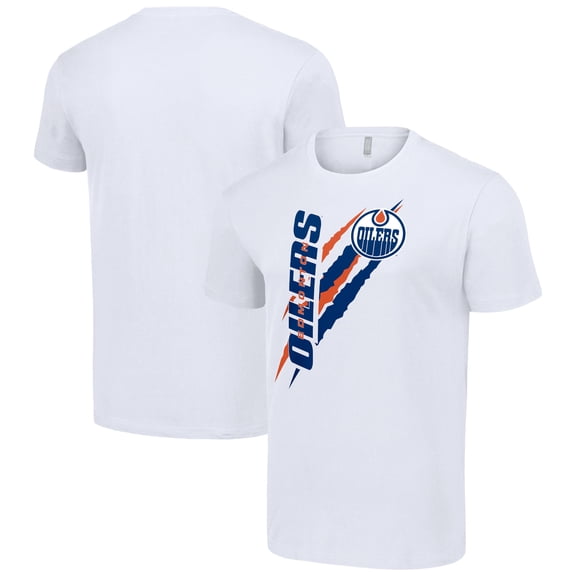 Men's Starter  White Edmonton Oilers Color Scratch T-Shirt