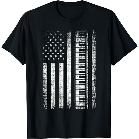 Patriotic Keyboard Player Keyboardist Keyboarder USA Flag T-Shirt mens t shirt，black，women，funny，misfits，men，journey