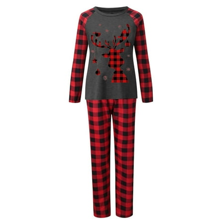 

Women s Family Matching Christmas Plaid Deer Print Long Sleeve Family Matching Christmas Casusal Pajamas Sleepwear Set Easter Pajamas for Family