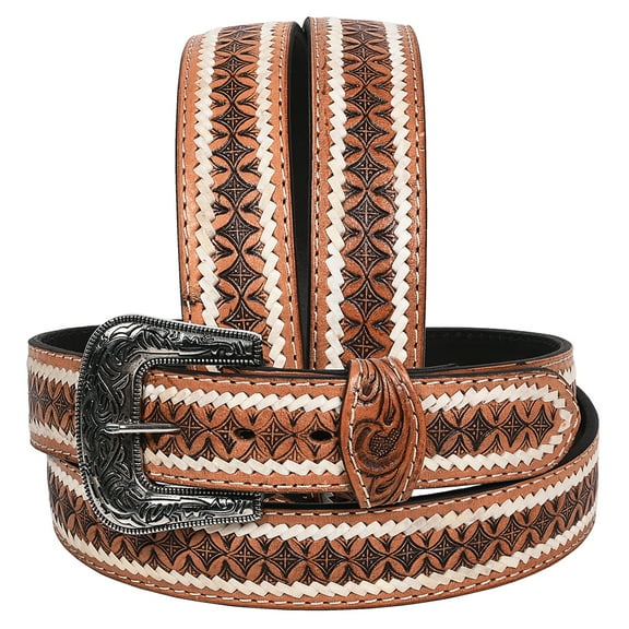 HILASON Western Genuine Leather Belt for Men Women Cowboy Cowgirl Handmade Unisex Full Grain Heavy Duty Engraved Buckle Belt