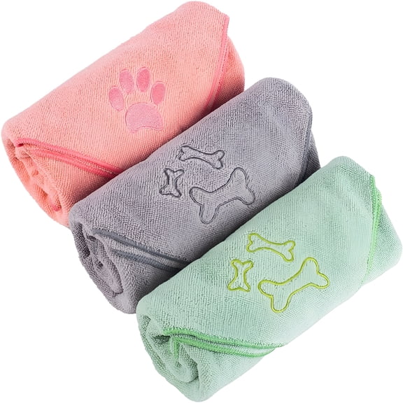 GASTROPOD Microfiber Dog Towel,3 Pack Large Pet Bath Towels 40″ x 20″,Bathing Supplies,Beach Accessories,Quick Fast Drying Super Absorbent Lightweight Cat and Puppy Shower Essentials,for Muddy Paws
