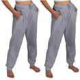 thumbnail image 1 of AherBiu 2PCS Joggers for Women Fleece Drawstring Solid Color Casual Sweatpants with Pockets Fall Winter Workout Gym Running Trousers, 1 of 7