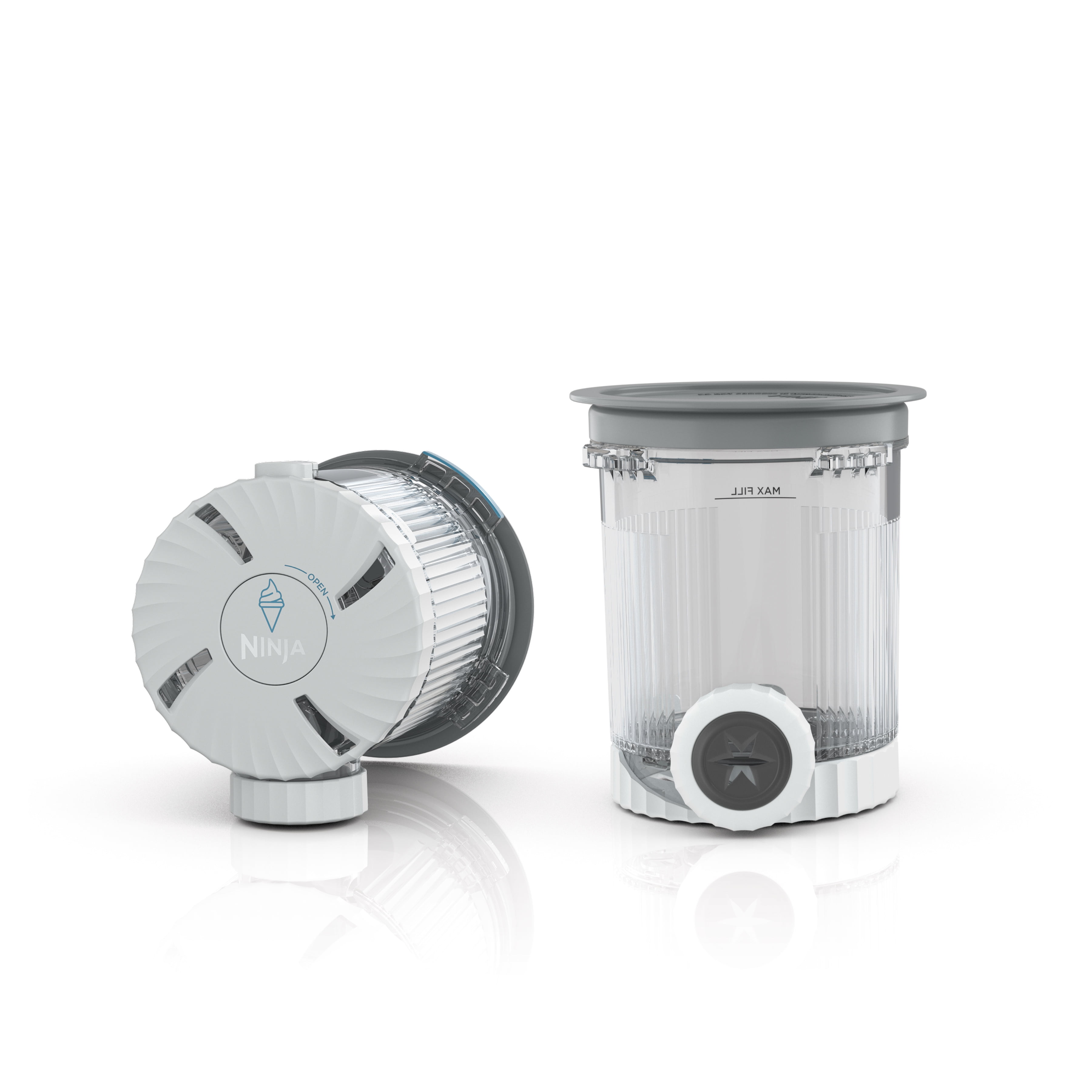 Ninja® CREAMi® Swirl Pints and Lids - 2 Pack, Compatible with NC700 Series Ninja® CREAMi® Swirl Ice Cream & Soft Serve Makers, BPA-Free & Dishwasher Safe, Grey Lids, XSK7PNTLD2