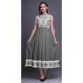 thumbnail image 2 of Bimba Light Gray2 Geometric Anarkali Dress Mandarin Collar Sleeveless Kurtis for Women Print Maxi Dress Large, 2 of 6