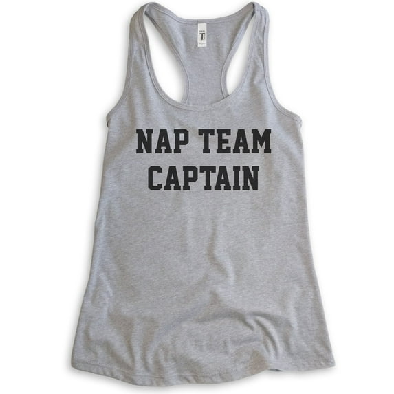 Nap Team Captain Tank Top, Ladies Racerback Tank Top, Lazy Tank, Napping Tank, Nap Tank, Heather Gray, Medium