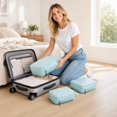 thumbnail image 5 of Travel Packing Organizers, 3 Piece Compression Packing Cubes for Travel, Lightweight Travel Compression Bags for Packing, Durable Suitcase Organizer Bags Set, Blue Fabric Clothing, 5 of 7