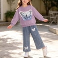 thumbnail image 6 of DJDLJWCJ 2 Piece Girls Casual Outfit Sets Bow Print Long Sleeve Crewneck Sweatshirt with Elastic Waist Wide Leg Pants Set Purple Size 12M, 6 of 7