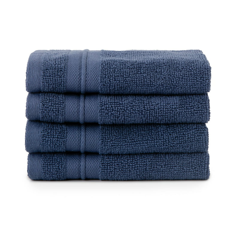 Sticky Toffee Terry Cotton Washcloths Set for Bathroom, 4 Pack, Soft and  Absorbent, Face Cloths, Fingertip Towels, 500 GSM, 13 in x 13 in, Blue 