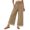 Khaki, variant on Yungyresw Womens Wide Leg Palazzo Pants Lace Hem Elastic Smocked Waist Casual Pants Lightweight Straight Trousers With Pockets Deep Green L
