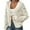 White, variant on Women's Fall Winter Heart Pattern V-Neck Casual Simple Style Cardigan Sweater Open Front Long Sleeve Knit Wrap Winter Clothes,Beige,Size L