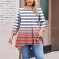 thumbnail image 4 of Sexlip Plus Size Women's Gradient Striped Handkerchief Hem Tunic Tops Long Sleeve Crewneck T-Shirts Loose Dressy Casual Blouse Pink XL, 4 of 5