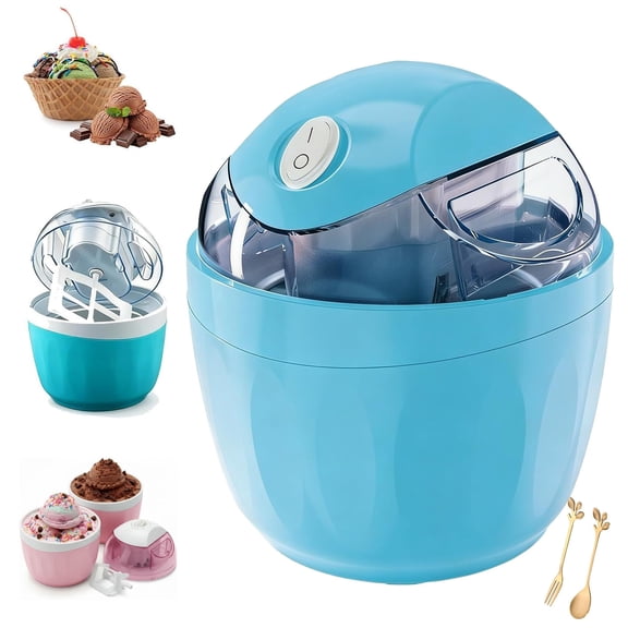 Small Home Mini Ice Cream Maker, DIY Mini Ice Cream Maker, One-Touch Dessert Maker, Single Serving of Gelato, Frozen Yogurt, Compact Electric Makers, Everyday Kitchen Use, Blue