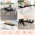 thumbnail image 6 of Folding Table 6 FT Camping Table Portable Plastic Rectangular Outdoor Dining Table Steel Legs Fold-in-Half with Carrying Handle for Indoor,Picnic,Party,Wedding,Events(Black), 6 of 6