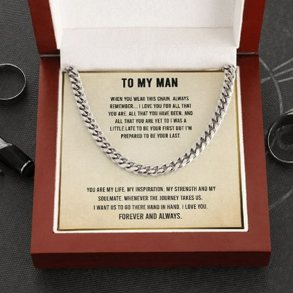 Happy Graduation To My Man Promise Necklace, Cuban Chain for Him, Romantic birthday gifts for him, Best Jewelry for men, To my boyfriend, Anniversary Jewelry