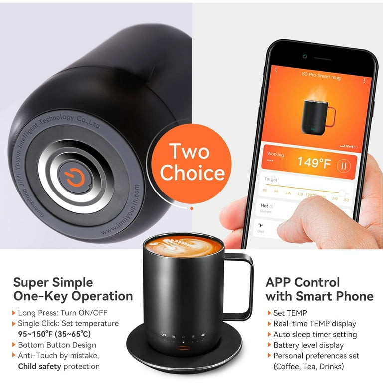 vsitoo S3pro Temperature Control Smart Mug 2 with Lid, Self Heating Coffee  Mug 14 oz, 90 Min Battery Life - APP & Manual Controlled Heated Coffee Mug